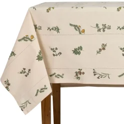 Fabrique de Styles Nappes>Nappe carrée en coton naturel et vert 160x160cm - Juline Naturel, Vert