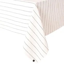 Fabrique de Styles Nappes>Nappe rayée en lin et coton 160x160cm - Calvi II Blanc