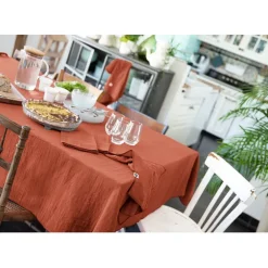 Fabrique de Styles Nappes>Nappe rectangle en gaze de coton unie 150x250cm - Gaia Terracotta