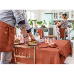 Fabrique de Styles Nappes>Nappe rectangle en gaze de coton unie 150x250cm - Gaia Terracotta
