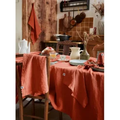Fabrique de Styles Nappes>Nappe rectangle en lin lavé 170x250cm - Soline Paprika