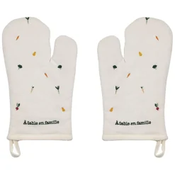 Fabrique de Styles Torchons, Tabliers Et Maniques>Paire de gants cuisine en coton écru - P'tit Légume Ecru
