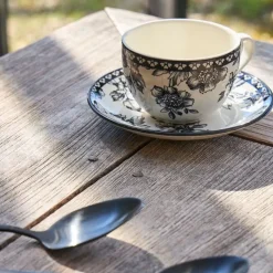 Fabrique de Styles Tasses Et Mugs>Paire tasse et coupelle café en faïence noir 22cl - Lison Indigo