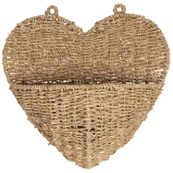 Fabrique de Styles Paniers Et Corbeilles>Panier mural cœur en jonc de mer 33x32cm - Chaumière Naturel