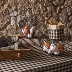 Fabrique de Styles Paniers Et Corbeilles>Panière à pain en coton à carreaux - Campagne Noir