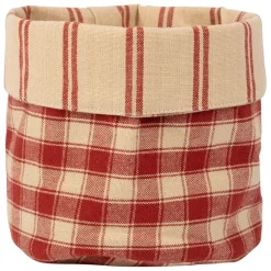 Fabrique de Styles Paniers Et Corbeilles>Panière damier d15xh18cm en coton - la campagne Rouge
