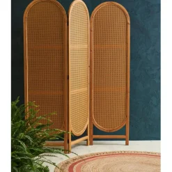 Fabrique de Styles Têtes De Lit Et Paravents>Paravent en sapin et rotin 150xh180cm - Balamea Naturel