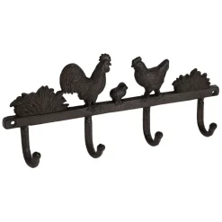 Fabrique de Styles Patères>Patère 4 crochets en fonte - Basse-Cour Brun