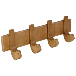 Fabrique de Styles Patères>Patère 4 crochets oiseau en acajour blanc 40x13cm - Campagne Naturel