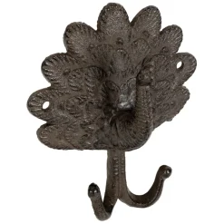 Fabrique de Styles Patères>Patère double paon en fonte Brun