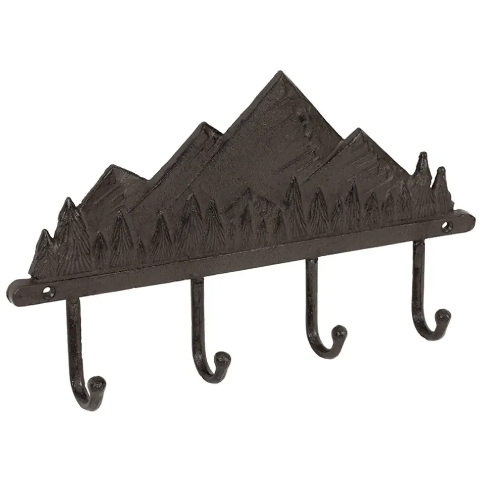 Fabrique de Styles Patères>Patères 4 crochets Montagnes en fonte - Montagne Brun