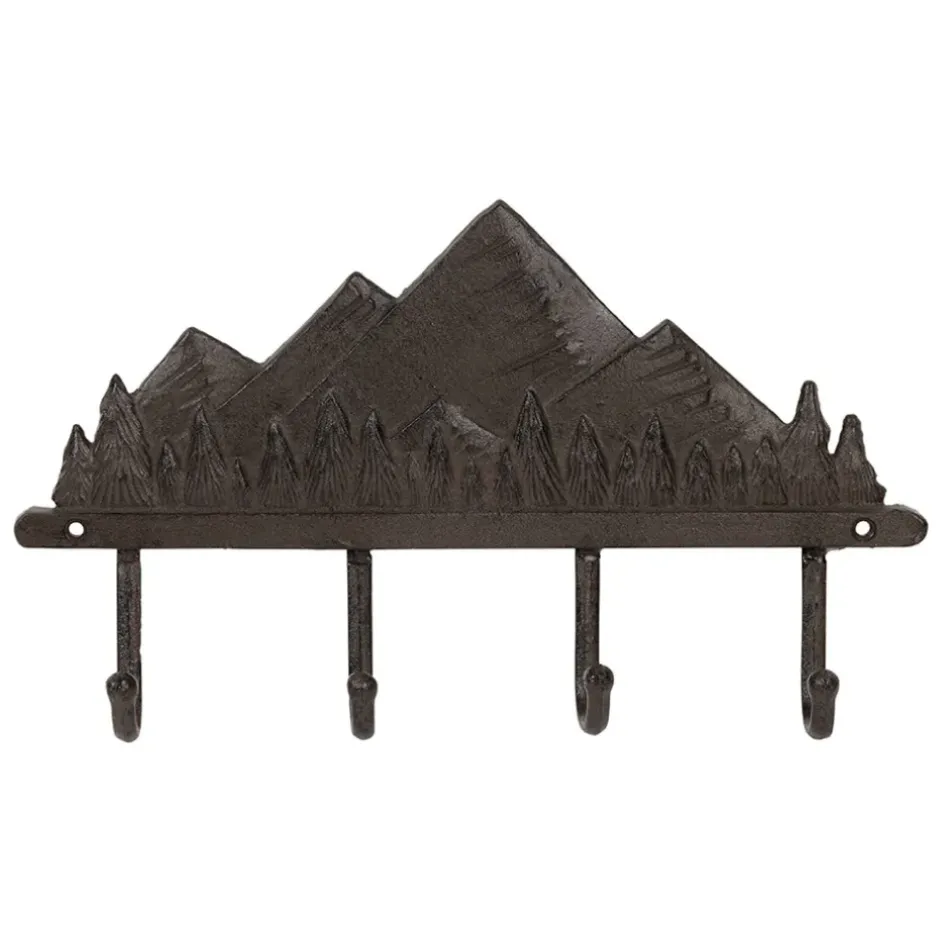Fabrique de Styles Patères>Patères 4 crochets Montagnes en fonte - Montagne Brun