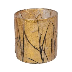 Fabrique de Styles Photophores, Bougeoirs Et Lanternes>Photophore en verre doré et noir d7cm - Brindille Doré, noir