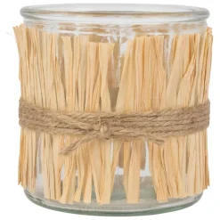 Fabrique de Styles Photophores, Bougeoirs Et Lanternes>Photophore en verre et raphia Naturel