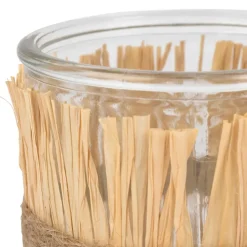 Fabrique de Styles Photophores, Bougeoirs Et Lanternes>Photophore en verre et raphia Naturel