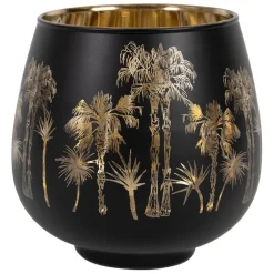 Fabrique de Styles Photophores, Bougeoirs Et Lanternes>Photophore en verre noir mat et doré h12cm - Tulum Noir mat, doré