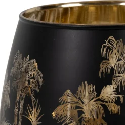 Fabrique de Styles Photophores, Bougeoirs Et Lanternes>Photophore en verre noir mat et doré h12cm - Tulum Noir mat, doré