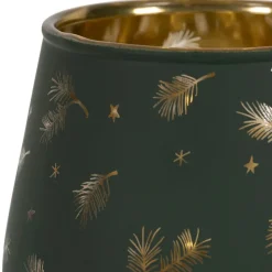 Fabrique de Styles Photophores, Bougeoirs Et Lanternes>Photophore en verre vert et doré h9.5cm - Sapin Vert, Doré