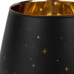 Fabrique de Styles Photophores, Bougeoirs Et Lanternes>Photophore étoiles en verre noir mat et doré 9cm - Tropic Étoile Noir mat, doré