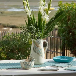 Fabrique de Styles Carafes Et Pichets>Pichet en faïence bleu et beige 5l - Bord De Mer Bleu, Beige