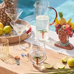 Fabrique de Styles Carafes Et Pichets>Pichet palmier en verre 1l - Colorea Brun