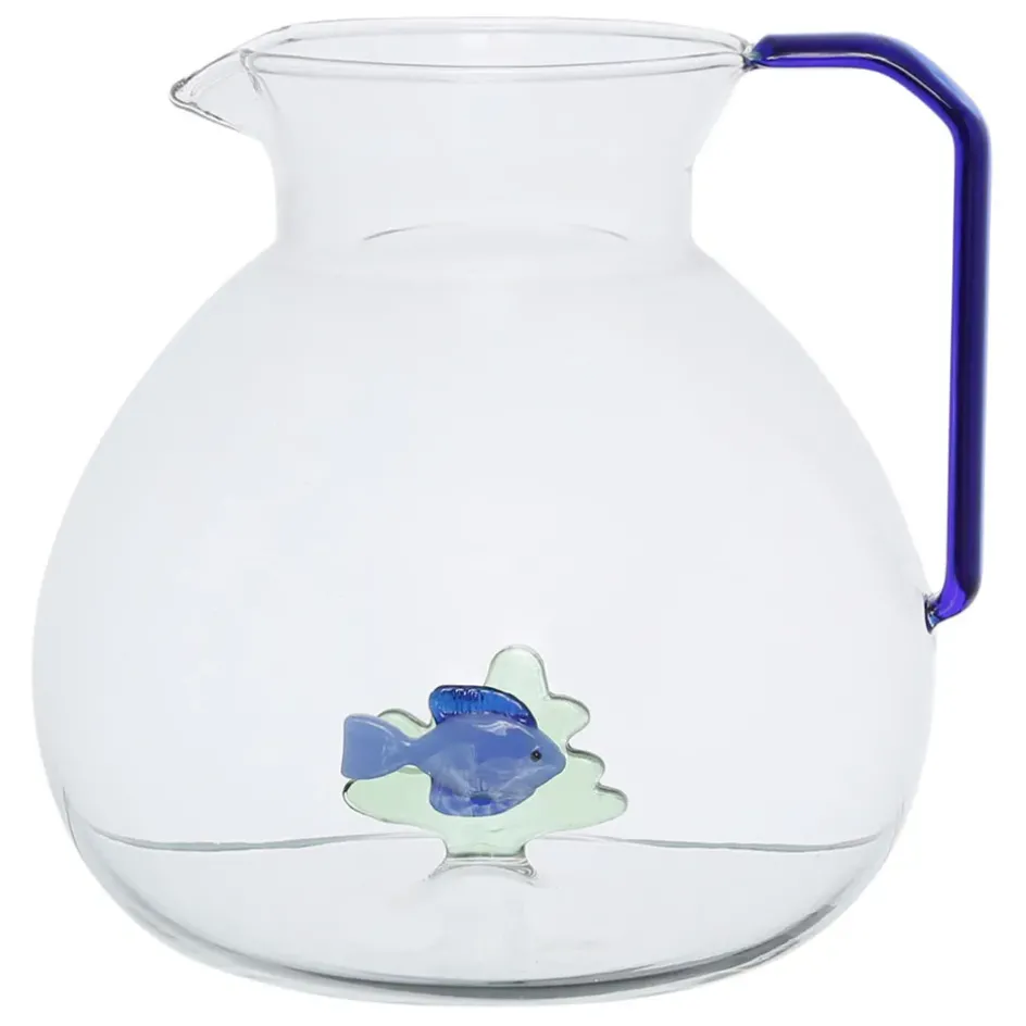 Fabrique de Styles Carafes Et Pichets>Pichet poisson en verre borosilicate 1.7l - Océan Bleu