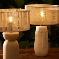 Fabrique de Styles Lampes À Poser>Pied de lampe en porcelaine h35cm visage - face Blanc