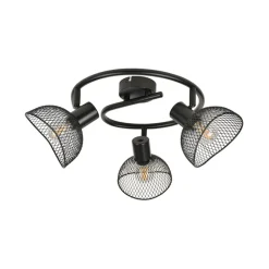 Fabrique de Styles Suspensions>Plafonnier 3 lumières en metal h18cm mat noir - iris Noir Mat