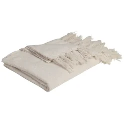 Fabrique de Styles Plaids>Plaid avec franges en tissu 150x130cm - Klosen Blanc