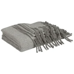 Fabrique de Styles Plaids>Plaid avec franges en tissu 170x130cm - Klosen Gris