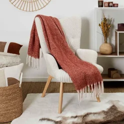 Fabrique de Styles Plaids>Plaid avec franges en tissu 120x150cm Terracotta