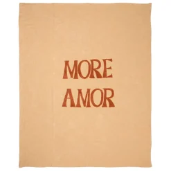 Fabrique de Styles Plaids>Plaid brodé "more amore" en coton 170x130cm - Lumi Corail