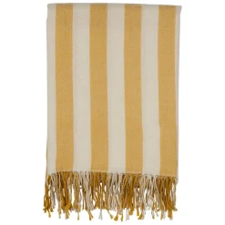 Fabrique de Styles Plaids>Plaid en tissu rayé jaune et écru 170x130cm - Medi Ecru, Jaune