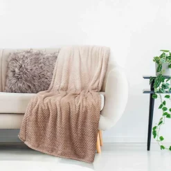 Fabrique de Styles Plaids>Plaid nid d'abeille tie and dye XXL 150x120cm Beige