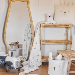 Fabrique de Styles Textiles>Plaid ours en coton ecru et beige 170x130cm - Songes Ecru, Beige