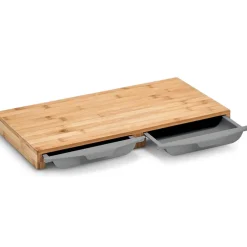 Fabrique de Styles Planches À Découper>Planche à découper en bambou avec 2 bacs gris Naturel