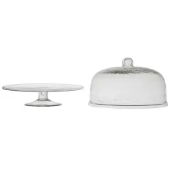 Fabrique de Styles Plats Et Saladiers>Plat sur pied avec cloche d30xh25cm en verre - gaia Transparent