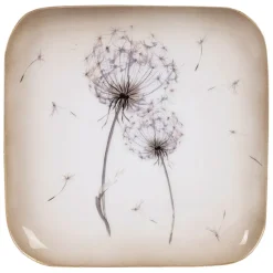 Fabrique de Styles Plateaux>Plateau dent de lion en fer 16x16cm - Botanique Mauve