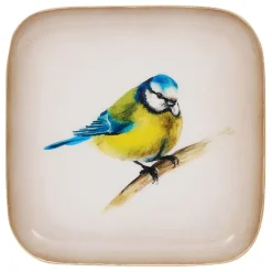 Fabrique de Styles Plateaux>Plateau en fer bleu et jaune 16x16cm - Mésange Bleu, Jaune