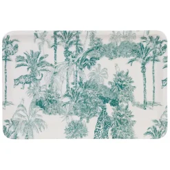 Fabrique de Styles Plateaux>Plateau en fer écru et palmiers émeraude 30x20cm - Mocoa Emeraude