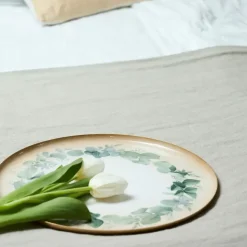 Fabrique de Styles Plateaux>Plateau en fer rond eucalyptus d35cm Vert