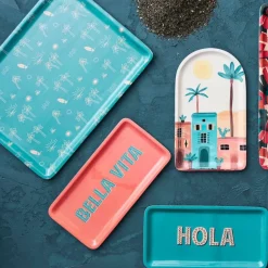 Fabrique de Styles Plateaux>Plateau en fer 40x30cm - Palma Turquoise