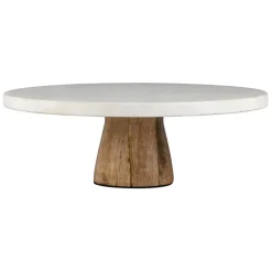 Fabrique de Styles Plateaux>Plateau en marbre et manguier 30x30xh10cm - Organic Blanc