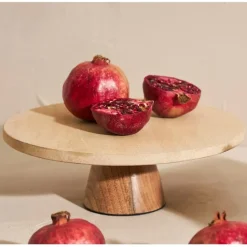 Fabrique de Styles Plateaux>Plateau en marbre et manguier 30x30xh10cm - Organic Beige