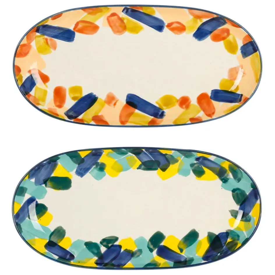 Fabrique de Styles Plats Et Saladiers>Plats ovales x2 en grès - belle vie Multicolore