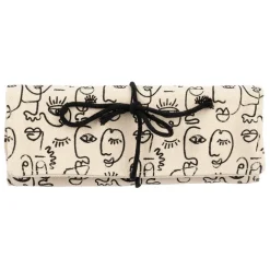 Fabrique de Styles Pochettes Et Housses>Pochette à bijoux de voyage visage ecru et noir - terre brulée Ecru, Noir