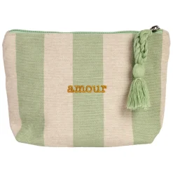 Fabrique de Styles Pochettes Et Housses>Pochette Amour en coton écru et - Famille Vert