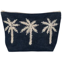 Fabrique de Styles Pochettes Et Housses>Pochette brodée en coton - Medi Bleu