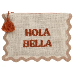 Fabrique de Styles Pochettes Et Housses>Pochette brodée hola Bella en coton - Lumi Terracotta