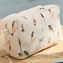 Fabrique de Styles Pochettes Et Housses>Pochette en coton émeraude et corail - Palma Emeraude, Corail